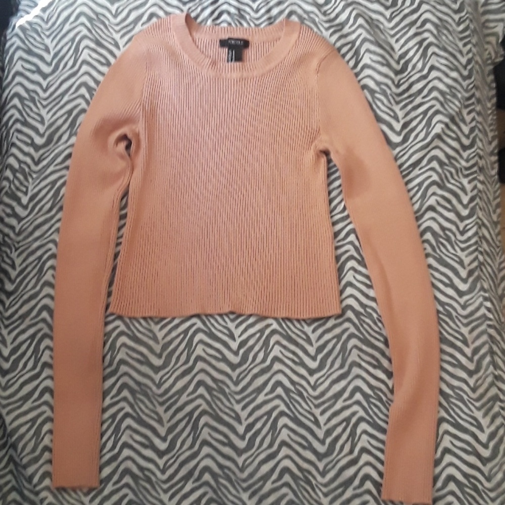 Forever 21 Light Pink/Tan Ribbed Sweater Size M